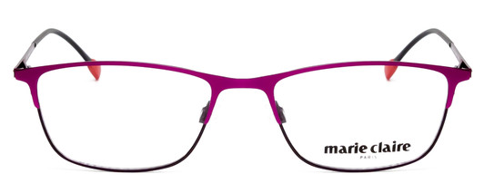 Front View of Marie Claire MC6213-FUS Designer Reading Eye Glasses with Custom Cut Powered Lenses in Fuchsia Hot Pink Purple Ladies Cateye Full Rim Stainless Steel 52 mm