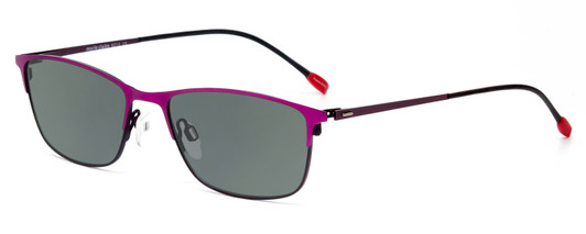 Profile View of Marie Claire MC6213-FUS Designer Polarized Sunglasses with Custom Cut Smoke Grey Lenses in Fuchsia Hot Pink Purple Ladies Cateye Full Rim Stainless Steel 52 mm