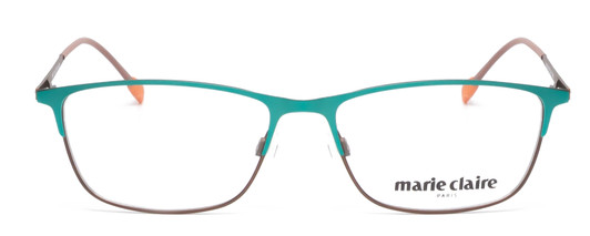 Front View of Marie Claire MC6213-TLE Designer Reading Eye Glasses with Custom Cut Powered Lenses in Teal Green Blue Ladies Cateye Full Rim Stainless Steel 52 mm
