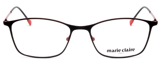 Front View of Marie Claire MC6214-BKR Designer Progressive Lens Prescription Rx Eyeglasses in Black Red Ladies Cateye Full Rim Stainless Steel 54 mm