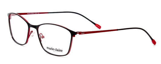 Profile View of Marie Claire MC6214-BKR Designer Progressive Lens Blue Light Blocking Eyeglasses in Black Red Ladies Cateye Full Rim Stainless Steel 54 mm