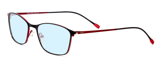 Profile View of Marie Claire MC6214-BKR Designer Progressive Lens Blue Light Blocking Eyeglasses in Black Red Ladies Cateye Full Rim Stainless Steel 54 mm