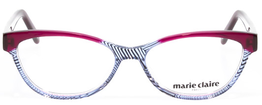 Front View of Marie Claire MC6215-BGB Designer Progressive Lens Prescription Rx Eyeglasses in Burgundy Red Blue Crystal Fade Ladies Cateye Full Rim Acetate 55 mm