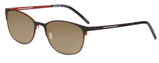 Profile View of Marie Claire MC6216-BOG Designer Polarized Sunglasses with Custom Cut Amber Brown Lenses in Black Orange Ladies Classic Full Rim Stainless Steel 51 mm