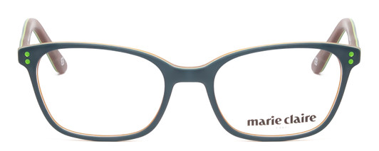 Front View of Marie Claire MC6230-FOR Designer Reading Eye Glasses with Custom Cut Powered Lenses in Forest Green Black Orange Ladies Classic Full Rim Acetate 48 mm