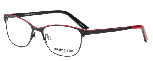 Profile View of Marie Claire MC6231-BKR Ladies Cateye Designer Reading Glasses in Black Red 51mm