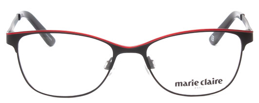 Front View of Marie Claire MC6231-BKR Designer Progressive Lens Prescription Rx Eyeglasses in Black Red Ladies Cateye Full Rim Stainless Steel 51 mm