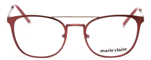 Front View of Marie Claire MC6248-BUR Designer Progressive Lens Prescription Rx Eyeglasses in Burgundy Red Ladies Classic Full Rim Stainless Steel 49 mm