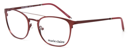 Profile View of Marie Claire MC6248-BUR Designer Progressive Lens Blue Light Blocking Eyeglasses in Burgundy Red Ladies Classic Full Rim Stainless Steel 49 mm