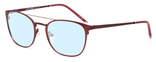 Profile View of Marie Claire MC6248-BUR Designer Progressive Lens Blue Light Blocking Eyeglasses in Burgundy Red Ladies Classic Full Rim Stainless Steel 49 mm