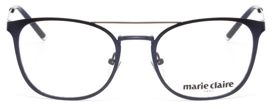 Front View of Marie Claire MC6248-NVY Designer Bi-Focal Prescription Rx Eyeglasses in Navy Blue Ladies Classic Full Rim Stainless Steel 49 mm