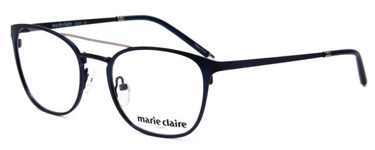 Profile View of Marie Claire MC6248-NVY Designer Blue Light Blocking Eyeglasses in Navy Blue Ladies Classic Full Rim Stainless Steel 49 mm