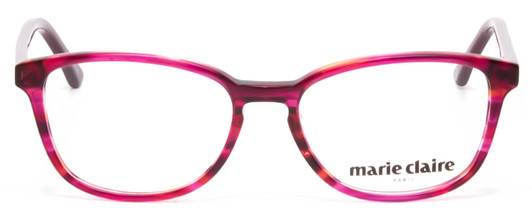 Front View of Marie Claire MC6249-RUB Designer Single Vision Prescription Rx Eyeglasses in Ruby Red Crystal Pink Ladies Cateye Full Rim Acetate 47 mm