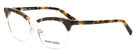 Profile View of Marie Claire MC6251-GTO Cateye Designer Reading Glasses Gold Tortoise Brown 53mm