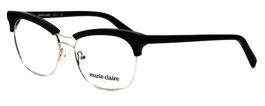 Profile View of Marie Claire MC6251-SIB Designer Progressive Lens Prescription Rx Eyeglasses in Silver Black Ladies Cateye Full Rim Stainless Steel 53 mm