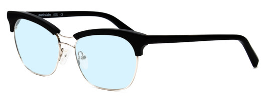 Profile View of Marie Claire MC6251-SIB Designer Blue Light Blocking Eyeglasses in Silver Black Ladies Cateye Full Rim Stainless Steel 53 mm