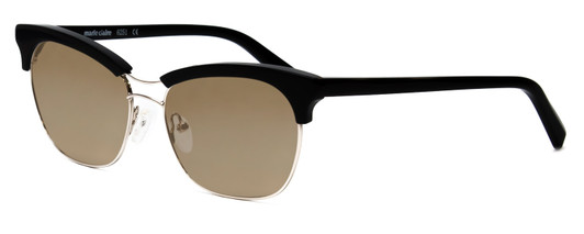 Profile View of Marie Claire MC6251-SIB Designer Polarized Sunglasses with Custom Cut Amber Brown Lenses in Silver Black Ladies Cateye Full Rim Stainless Steel 53 mm