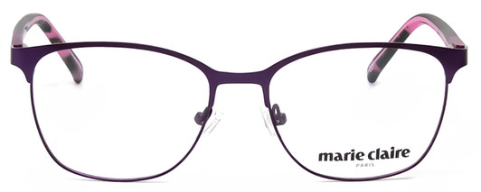 Front View of Marie Claire MC6259-PUR Designer Progressive Lens Prescription Rx Eyeglasses in Purple Marble Pink Ladies Cateye Full Rim Stainless Steel 49 mm