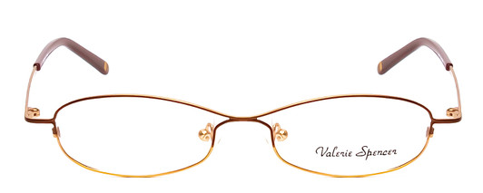 Front View of Valerie Spencer VS9111-BRN Ladies Oval Designer Reading Glasses Brown Gold 48 mm