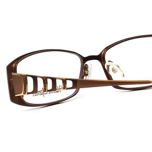 Close Up View of Valerie Spencer VS9194-BRN Ladies Rectangle Designer Reading Glasses Brown 54 mm