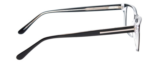 Side View of Big&Tall 21 Designer Bi-Focal Prescription Rx Eyeglasses in Black Crystal Mens Rectangle Full Rim Acetate 57 mm