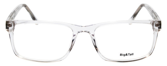 Front View of Big&Tall 21 Mens Rectangle Full Rim Designer Reading Glasses Crystal Transparent 57mm