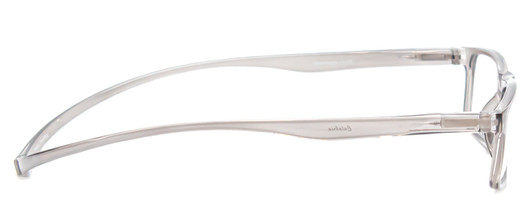 Side View of Magz Gramercy Magnetic Neck Hanging Reading Glasses w/ Snap It Design in Crystal Transparent Smoke Gray