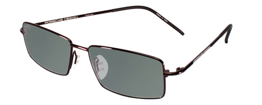 Profile View of Porsche Design P8197-D-54 Designer Polarized Sunglasses with Custom Cut Smoke Grey Lenses in Satin Purple Unisex Rectangle Full Rim Titanium 54 mm