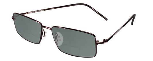 Profile View of Porsche Design P8197-D-54 Designer Polarized Reading Sunglasses with Custom Cut Powered Smoke Grey Lenses in Satin Purple Unisex Rectangle Full Rim Titanium 54 mm