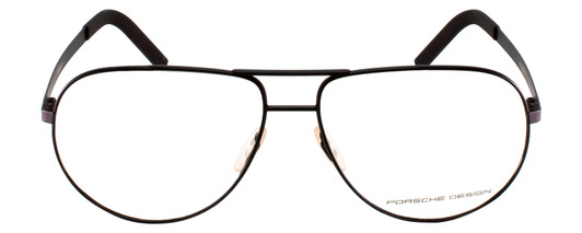 Front View of Porsche Design P8280-A-59 Designer Reading Eye Glasses with Custom Cut Powered Lenses in Black Gun Metal Unisex Aviator Full Rim Titanium 59 mm