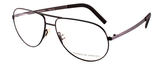 Profile View of Porsche Design P8280-A-59 Designer Reading Eye Glasses with Custom Cut Powered Lenses in Black Gun Metal Unisex Aviator Full Rim Titanium 59 mm