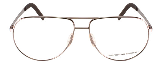 Front View of Porsche Design P8280-B-59 Designer Reading Eye Glasses with Custom Cut Powered Lenses in Gun Metal Grey Silver Unisex Aviator Full Rim Titanium 59 mm