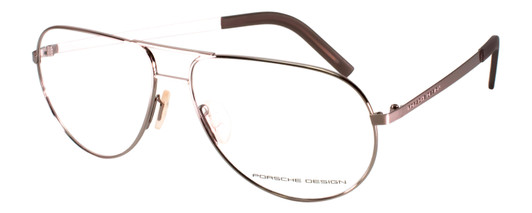 Profile View of Porsche Design P8280-B-59 Designer Reading Eye Glasses with Custom Cut Powered Lenses in Gun Metal Grey Silver Unisex Aviator Full Rim Titanium 59 mm