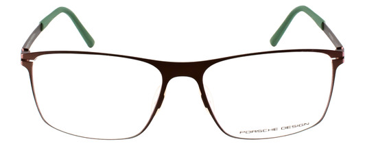 Front View of Porsche Design P8256-A-55mm Titanium Reading Glasses Satin Chocolate Brown Green