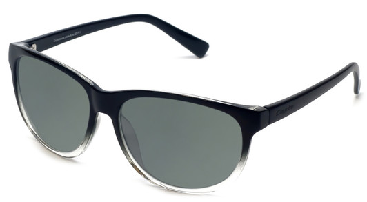 Profile View of Coyote BP-18 Designer Polarized Sunglasses with Custom Cut Smoke Grey Lenses in Black Crystal Fade Unisex Oval Full Rim Acetate 52 mm