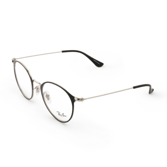 Ray-Ban RX6378-2861 Round Full Rim Designer Reading Glasses in Black Silver  49mm - Speert International