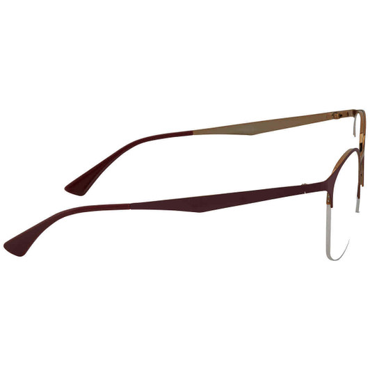 Side View of Ray-Ban RX6422-3007 Designer Reading Eye Glasses with Custom Cut Powered Lenses in Black Silver Unisex Oval Semi-Rimless Metal 51 mm