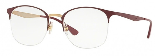 Profile View of Ray-Ban RX6422-3007 Designer Bi-Focal Prescription Rx Eyeglasses in Black Silver Unisex Oval Semi-Rimless Metal 51 mm