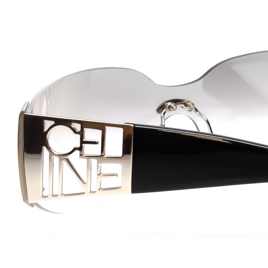 Close Up View of Celine SC1093-579 Unisex Rimless Sunglasses Silver Black/Grey Flash Mirror 60 mm