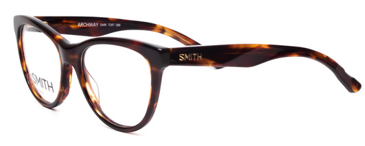 Profile View of Smith ARCHWAY Cateye Designer Reading Glasses in Havana Tortoise Brown Gold 51mm