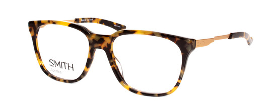 Profile View of Smith Optics ROAM Designer Blue Light Blocking Eyeglasses in Dark Havana Tortoise Brown Gold Unisex Cateye Full Rim Acetate 55 mm
