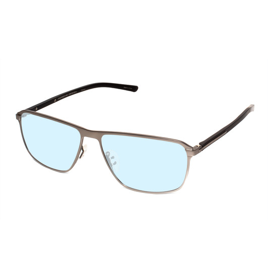 Profile View of Porsche Design P8285-C-56 Designer Blue Light Blocking Eyeglasses in Gun Metal Silver&Matte Grey Unisex Square Full Rim Titanium 56 mm