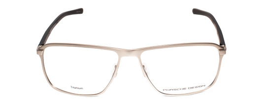 Front View of Porsche Design P8285-D-56 Designer Reading Eye Glasses with Custom Cut Powered Lenses in Gun Metal Silver&Matte Black Unisex Square Full Rim Titanium 56 mm