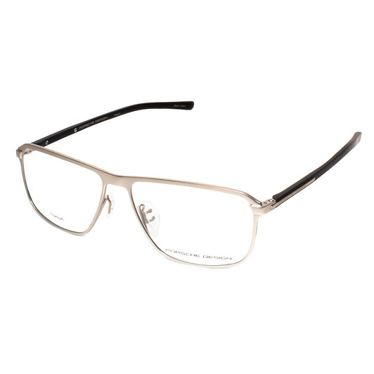 Profile View of Porsche Design P8285-D-56 Designer Blue Light Blocking Eyeglasses in Gun Metal Silver&Matte Black Unisex Square Full Rim Titanium 56 mm