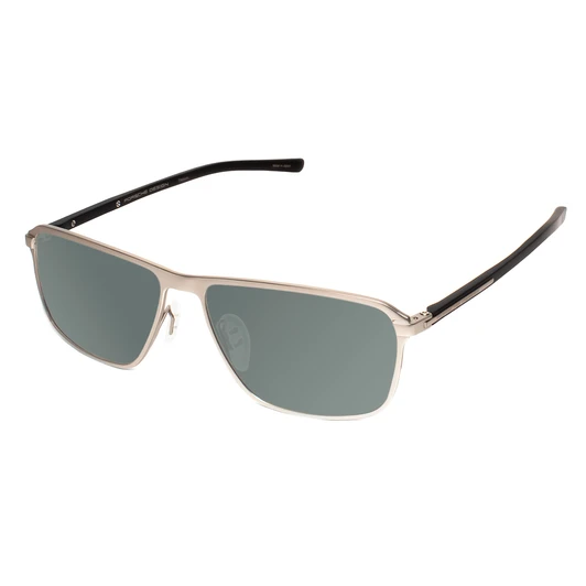 Profile View of Porsche Design P8285-D-56 Designer Polarized Sunglasses with Custom Cut Smoke Grey Lenses in Gun Metal Silver&Matte Black Unisex Square Full Rim Titanium 56 mm