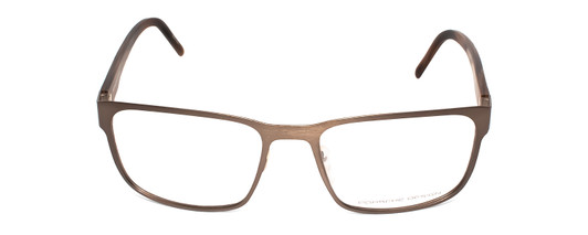 Front View of Porsche Design P8291-C-55 Designer Bi-Focal Prescription Rx Eyeglasses in Satin Brown&Matte Marble Horn Unisex Square Full Rim Titanium 55 mm
