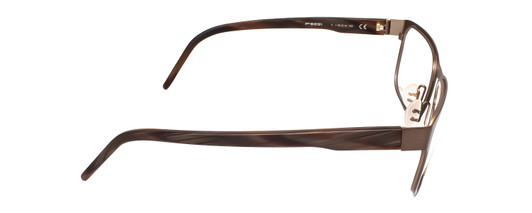 Side View of Porsche Design P8291-C-55 Designer Progressive Lens Prescription Rx Eyeglasses in Satin Brown&Matte Marble Horn Unisex Square Full Rim Titanium 55 mm