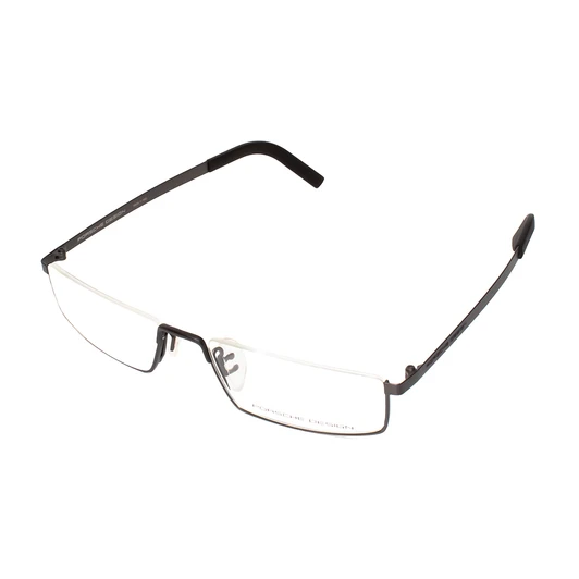 Profile View of Porsche Design P8310-D-52 Designer Reading Eye Glasses with Custom Cut Powered Lenses in Gun Metal&Matte Black Unisex Rectangle Semi-Rimless Stainless Steel 52 mm