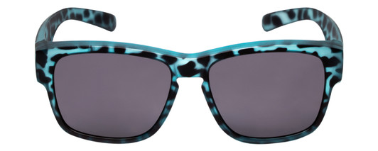 Front View of Calabria 9018 Small Polarized Fitover Sunglasses Matte Cheetah Blue & Smoke Grey