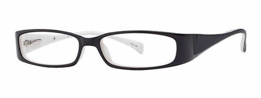 Profile View of Calabria Vivid 738 Designer Blue Light Blocking Glasses Black White Unisex 54mm